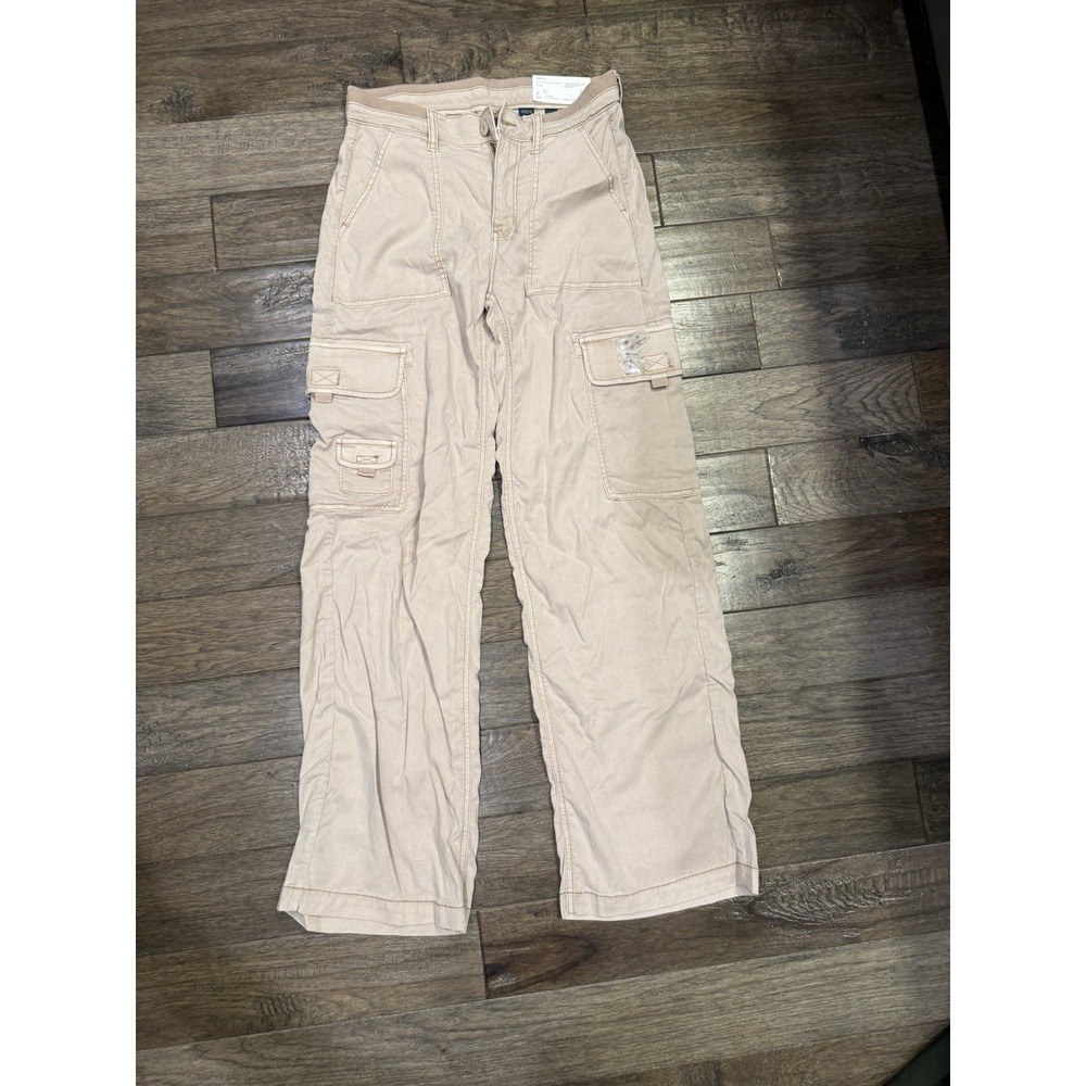 New American Eagle Super High Rise Baggy Wide Leg‎ Khaki Pants Women's Size 0